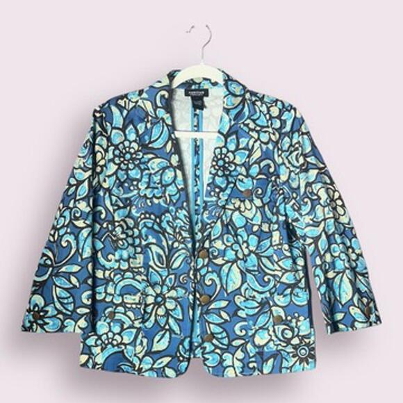 Vintage Parisian Signature Floral Blazer Size 10‎ - Picture 2 of 9